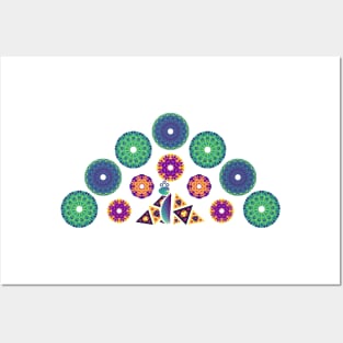 Mandala Peacock | Rainbow Polygons White Posters and Art